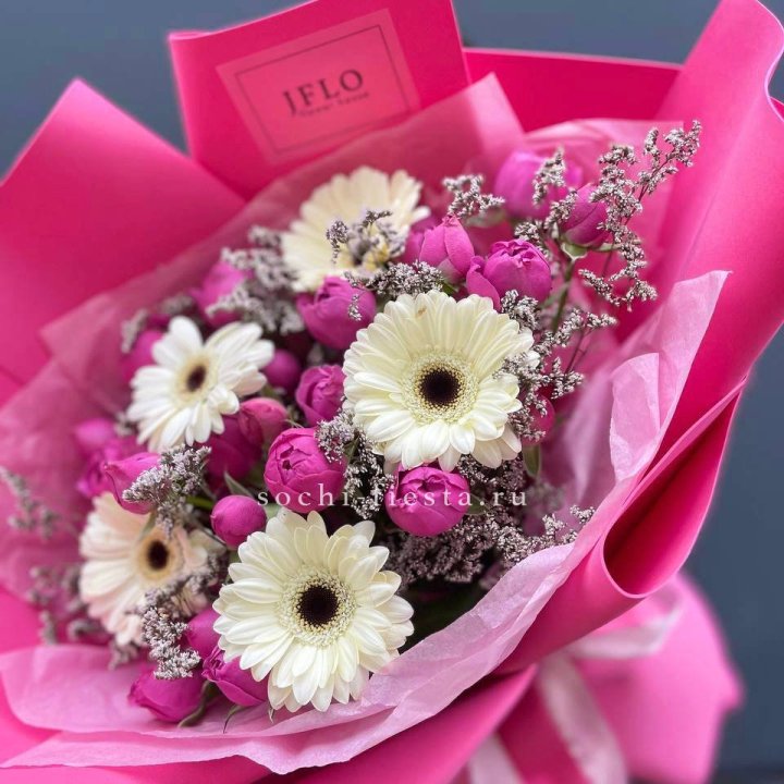 Букет гербер и мисти бабблс  в Оренбурге