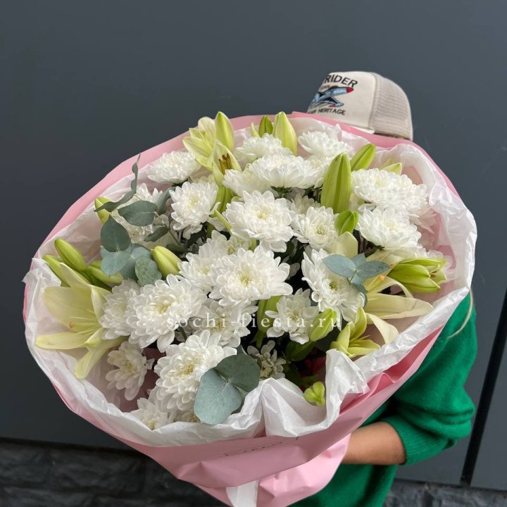  Букет  хризантемы и лилии в Оренбурге