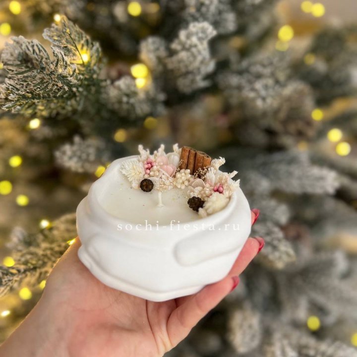 Свеча ароматическая в гипсе Руки с корицей в Оренбурге