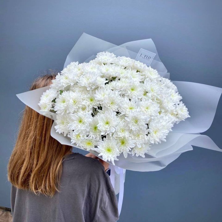 Букет хризантем "Белая снежинка" в Оренбурге