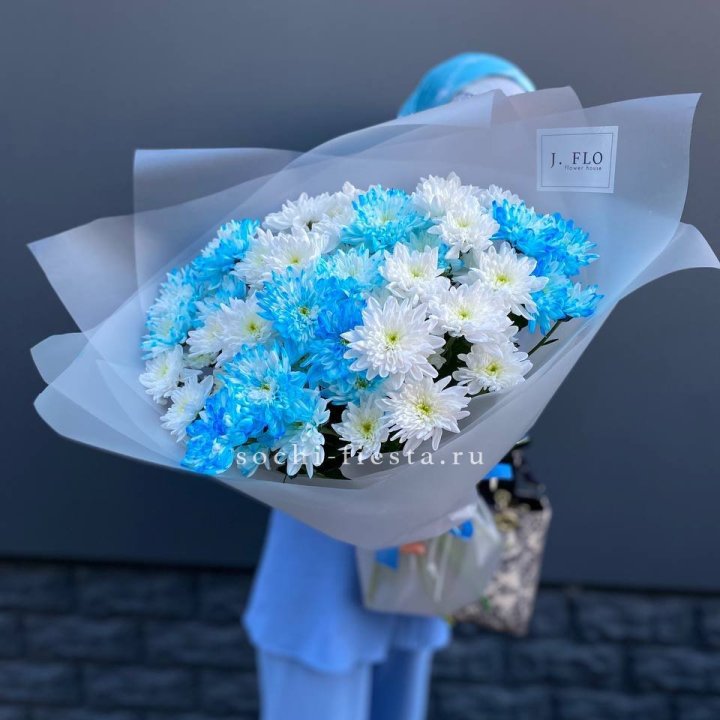 Букет хризантем "Голубая снежинка" в Оренбурге