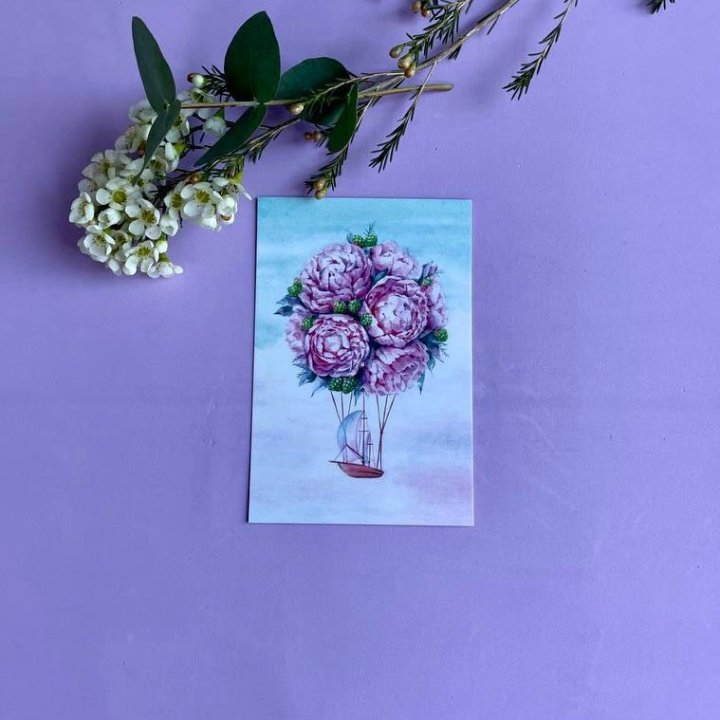 Открытка к букету "Пион" в Оренбурге