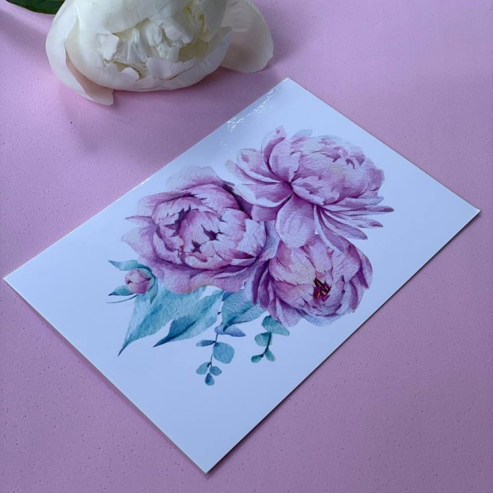 Открытка к букету "Пионы" в Оренбурге